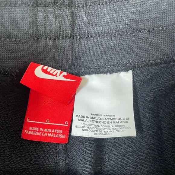 Nike Mens Black Fleece Sweat Shorts sz L Lounge Cotton - Picture 3 of 9